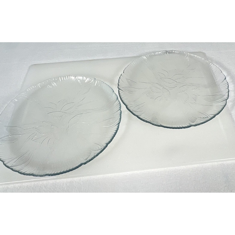 Vintage Mikasa Salad Plates Set of 2 10in Clear Excellent Poinsettia Crystal